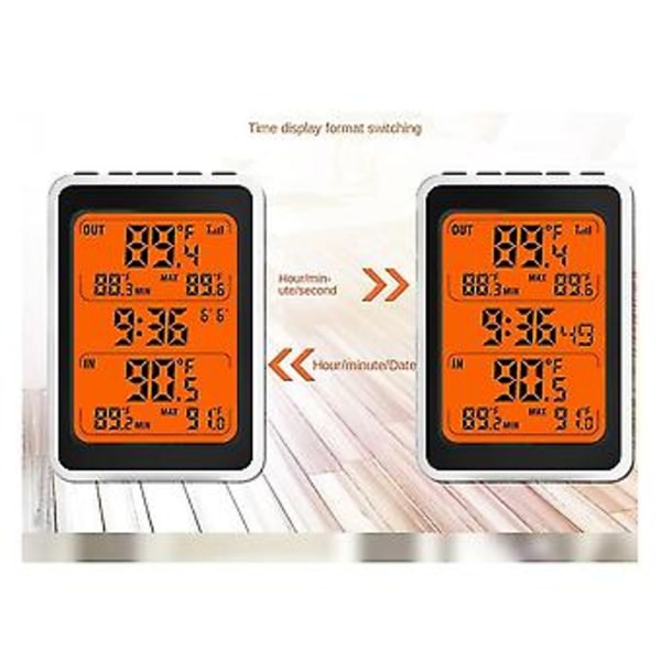 Digital Temperatur- och Luftfuktighetsmätare Inomhus Utomhus Elektronisk Med Alarm C