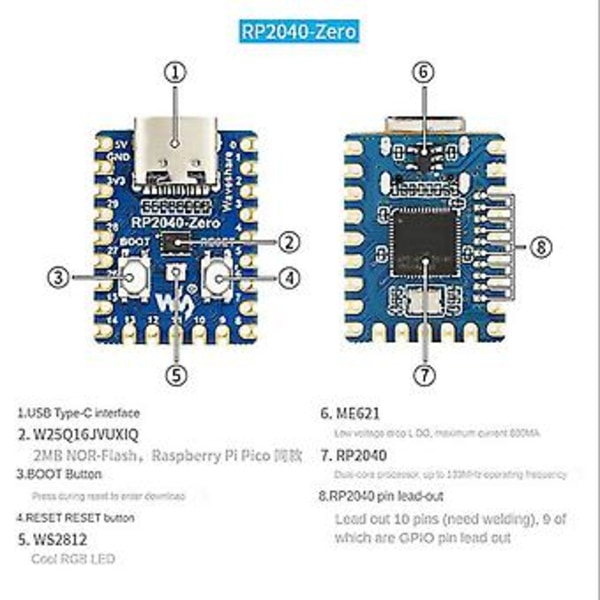 5 st Rp2040- Rp2040 För Mikrokontroller Pico Utvecklingskort Modul Dubbelkärnig M0+ Processor