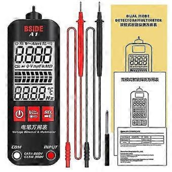 A1 Spændingstester Detektor Multimeter Farveskærm Berøringsfri Elektrisk Pen Dobbelt Område Strømførende Ledning