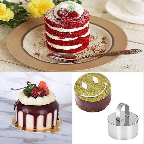 6 stk. cirkelforme til bagværk, udstikker til bagværk, kageform, bageform i rustfrit stål, mousseforme, dessertringe