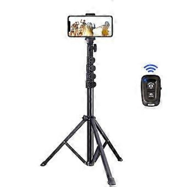 64 tums stativ för mobiltelefonkamera, telefonstativ med fjärrkontroll och telefonhållare, portabelt stativ för videoinspelning