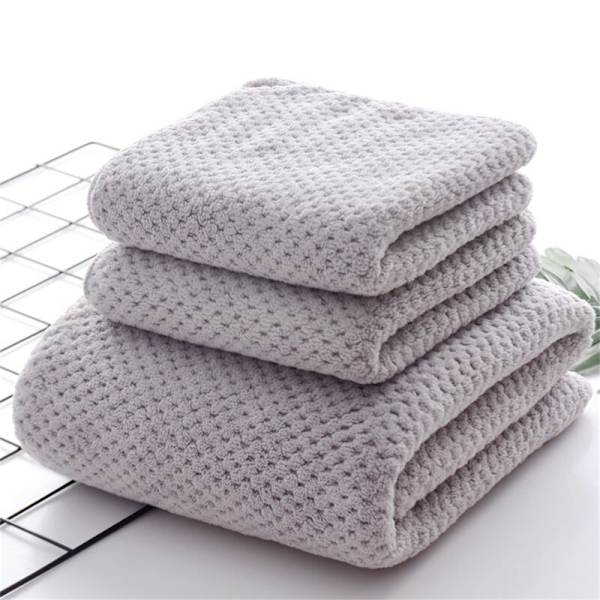 Badhandduk, korallfleece badhandduk, enfärgad vattenabsorberande badhandduk, för badrum, hotell, grå