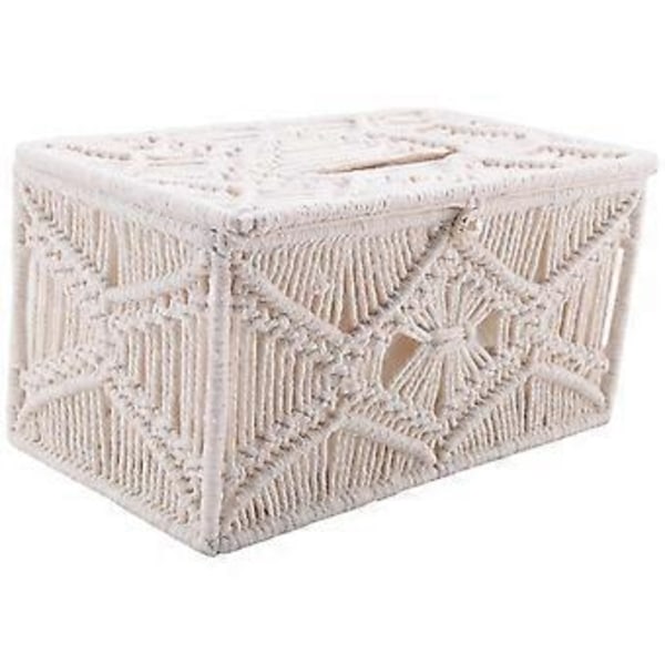 Servietboks Cover Boho Indretning Rektangulær Papirservietholder med Perlespænde Macrame Servietter Organizer Boligindretning