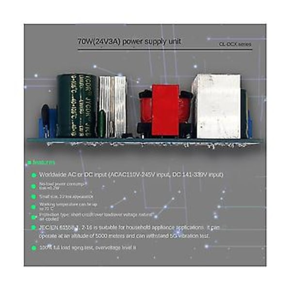 24V 3A Switch Board 70W Isolerad Modul AC - Inbyggd Modul / Till 24V