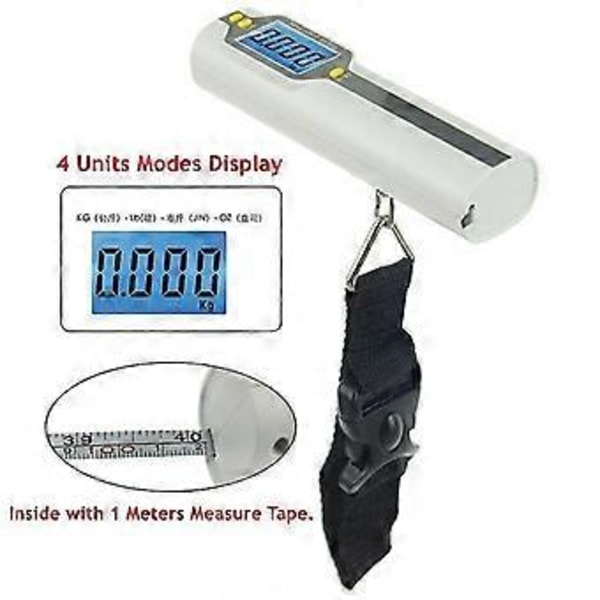 50KG LCD Krok Bagagevåg Digitalvåg Utdragbart Måttband Resväska Vikt