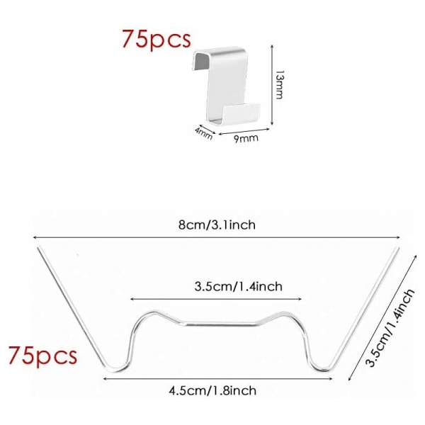 150 pakke drivhusglassklips, med 75 W-trådklips for drivhusglass og 75 Z-overlapklips for drivhusglass for drivhusfiksering