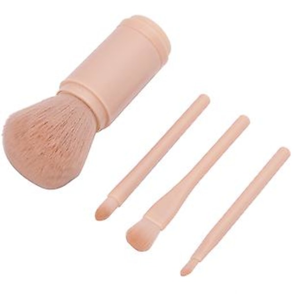 Sminkepudderbørstesett Neglestøvfjerner Uttrekkbar Bærbar M/Lokk Fiberbust Rosa