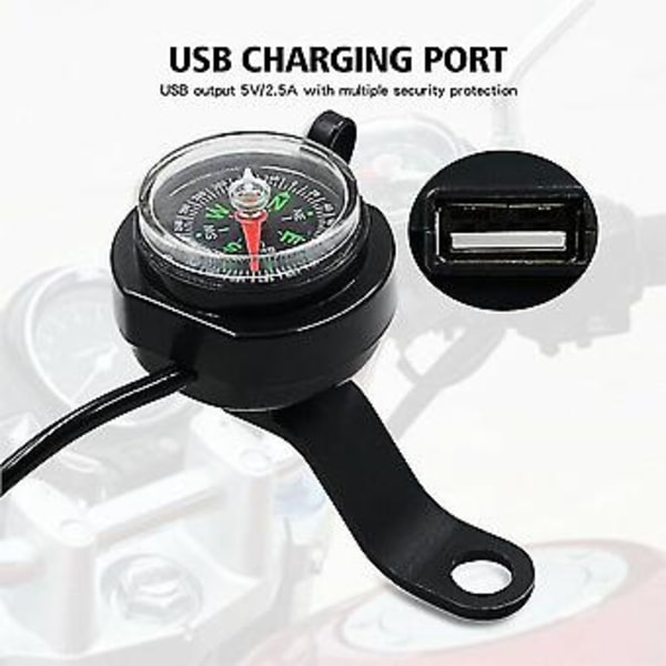 Motorcykel Kompas Oplader USB Vandtæt Navigation Hurtig Opladning Vandtæt