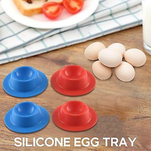 4 stk. silikon eggkopper i moderne design holdere sett servering kjøkken kokte egg frokost (tilfeldig C