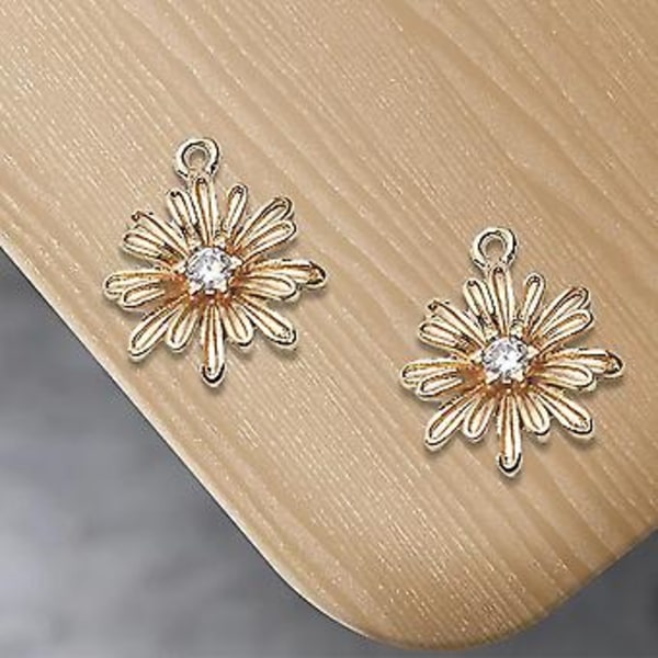 20 stk. Acsergery Gave Legering Emalje Blomster Charms Diamant Anheng Tusenfryd Blomst