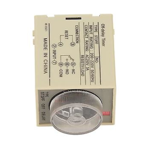 Tidsrelä Justerbar Timing Strömavbrott Timer Fördröjning AC 200‑220V ST3PF Tillbehörsdel 30S