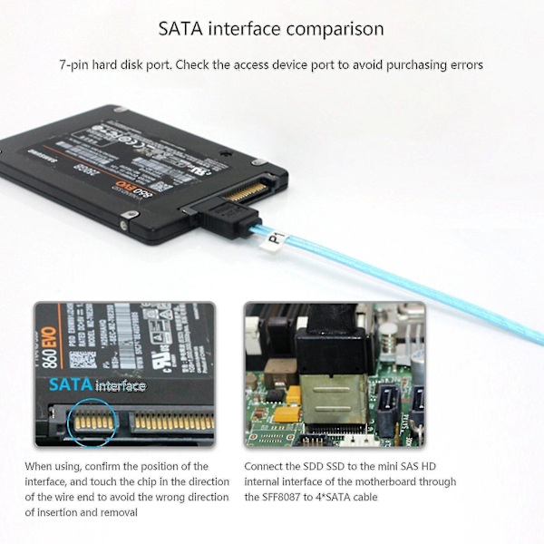 Mini Sas 8087 - 4 Sata Sas 36p - Sata3.0 -kiintolevytietokaapeli
