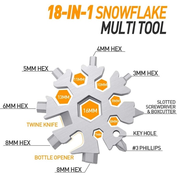 Lahjat miehille - 18 in 1 Lumikide Multityökalu, Laiteet miehille, Joululahjat, Hieno työkalu, Pieni lahja miehille, Isälle (2 pakkausta)