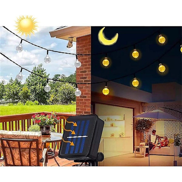 Led Fe-lys Balkon Udendørs Solkrystalkugler Varm Hvid 60 Led 11m 8 Tilstande Sol Fe-lys Udendørs/indendørs Belysning