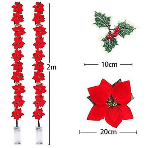 2m 10 LED Julstjärneblommor Dekorationer Girlang Ljusslinga Julgransprydnader Jul
