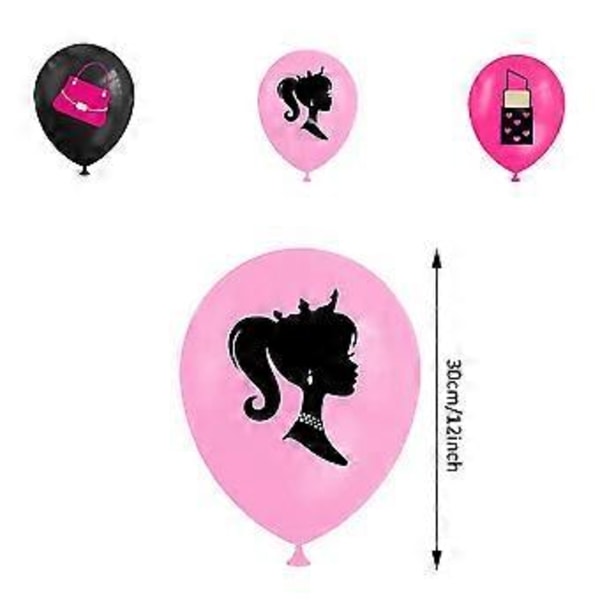 Barbie Film Hot Pink Pige Fødselsdagsfest Dekorationer Inkluderer Ballonsæt, Banner, Kagetopper, Cupcake Toppers Festartikler
