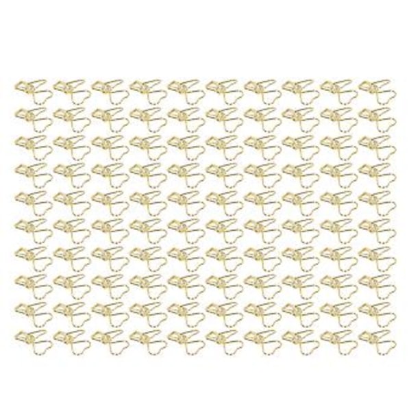 100 stk. Binder Clips: Hjerteformede Lange Hale Metal Mini Sjove Clips til Dokumenter Guld