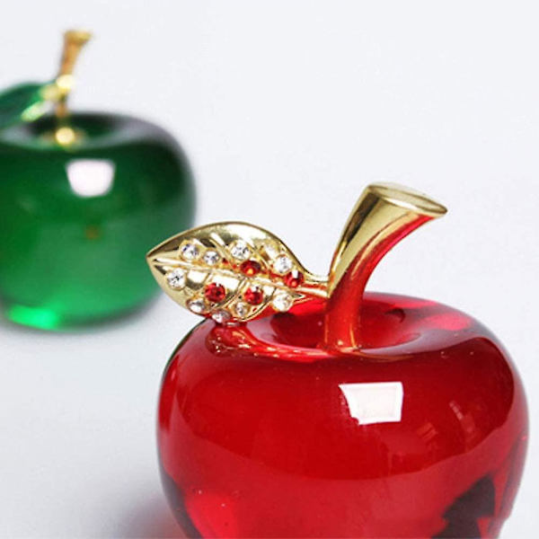 Jul Kristall Röd Äpple Pappersvikt Glas Hantverk Heminredning Bil Prydnader Figur Miniatyr Souvenir Gåvor(kristallblad)