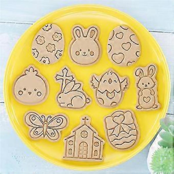 10 stk. Påskehare Kageudstikker Form Tegneserie Påskeæg Kyllinger Sommerfugl Kiks Fondant Bageform