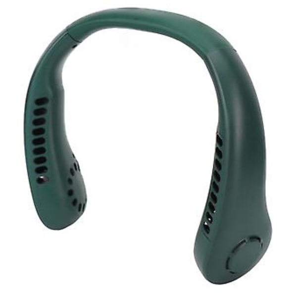 Bärbar Halsfläkt 3 Hastigheter Justerbar Lågt Ljud Uppladdningsbar Handsfree Bladlös Fläkt för Kvinnor och Män Grön