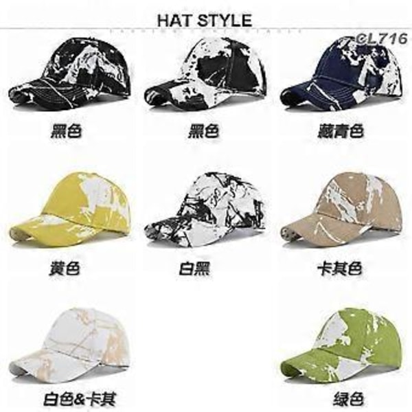 Uusi batik-värjätty baseball-lippis, painettu lippalakki, pari aurinkolippaa, aurinkohattu, englanninkielinen kirjainkuvioinen naamiointihattu