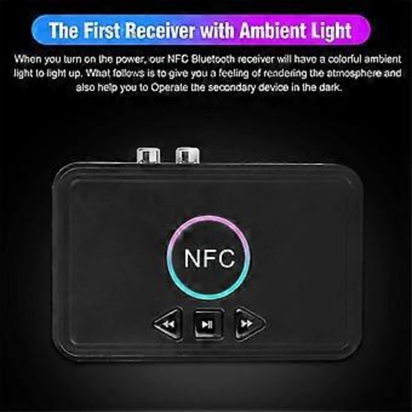 Bluetooth Adapter NFC BT5.0 Trådløs Audio Receiver Transmitter 3.5mm Jack AUX 2 Stereo Lyd til Højttaler Headset