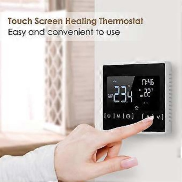 Termostat til elektrisk gulvvarme, programmerbar temperatur og LCD-display med dobbelt temperatur og dobbelt kontrol, 3 meter ekstern sensorkabel