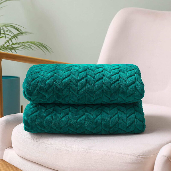 Super blødt flanneldtæppe, mikrofiber af høj kvalitet, teal 127 x 178 cm, hyggeligt og varmt, egnet til alle årstider