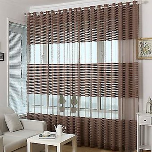 Halvtransparent gardin för fönster Sovrum Balkong Drapering Gardin Fönsterbehandling Genom Stång 100*270CM