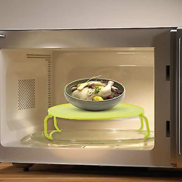 Multifunktionel Plast Mikrobølgeovn Varme Lagdelt Dampstativ Kogeplade Stativ (Grøn)