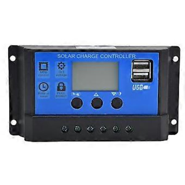 Aurinkolataussäädin LCD-näytöllä, kaksois-USB, älykäs ohjaussäädin DC 12V24V30A