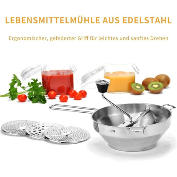 Handvevad barnmatsmalare, den perfekta roterande matkvarnen för tomatsås, potatis, barnmat eller konserver