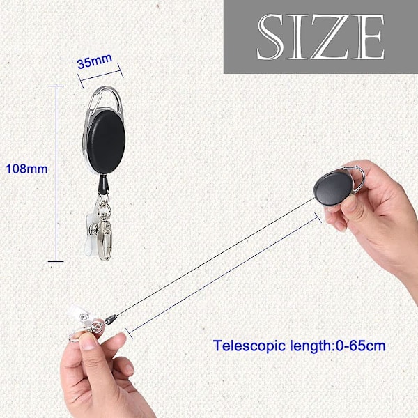 Heavy Duty Retractable Badge Reel - Bælteklips, Nøglering, Vandtætte Id-Holdere (sæt med 3)