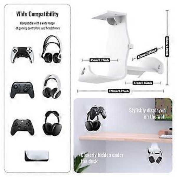Väggmonterat Ställfäste för ///Switch Controller Headset Bordsbotten Förvaringsfäste Vit