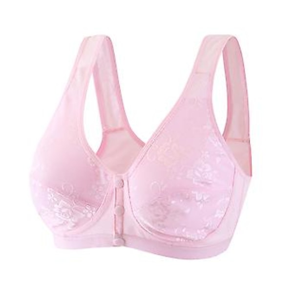 Naisten edestä kiinnitettävä puuvillainen ohut bralette, suuri koko, iso kuppi, langaton yöliivi (Pinkki 38)