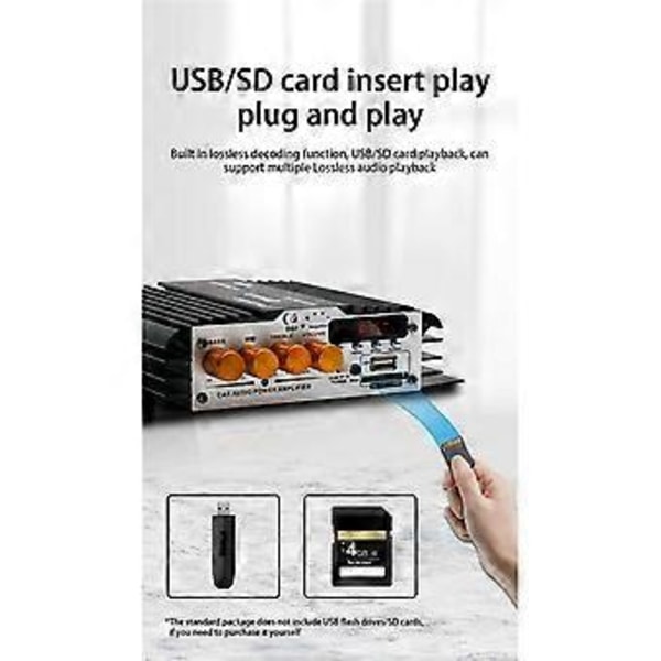 Bil 12V Bilforsterker Bluetooth Mini Liten Effektforsterker Høyttalerforsterker Forsterker for Hjemmebruk Bil