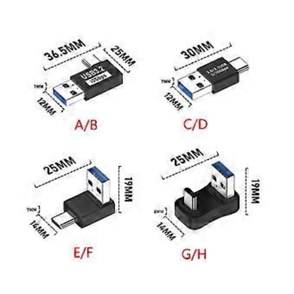 USB C Hann til USB3.1 hann Adapter Konverter opptil 10Gbps Dataoverføring