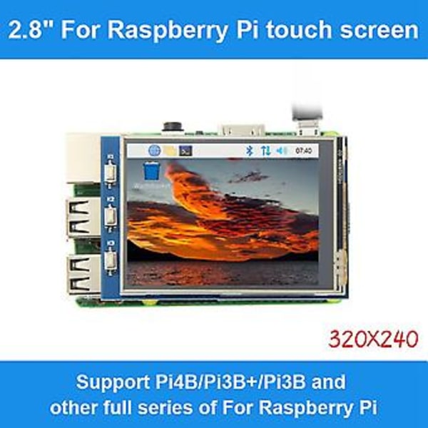 2,8 tuuman TFT-näyttö kosketusnäytöllä Rasp Pi 3b+/4b:lle