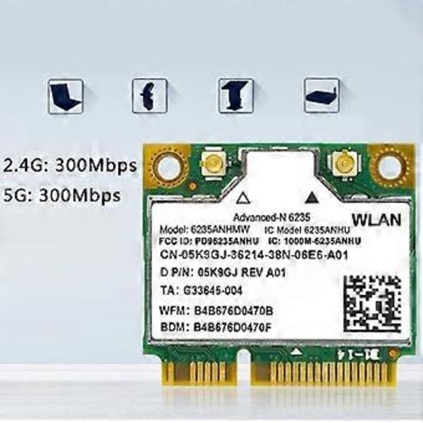 Kannettavan tietokoneen langaton verkkokortti 6235 6235AN 6235ANHMW Wifi-kortti Bluetooth-yhteensopiva 4.0 Puolikas Mini Pcie 300Mbps