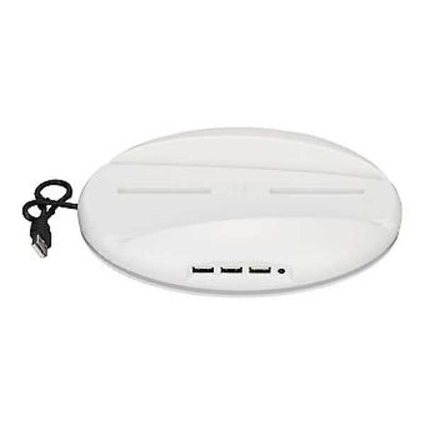 LED Vertikalt Ställ Stilren Plug and Play Konsoldockningsstation med 3 USB2.0-portar Färgglatt Ljus för PS5-konsoler Vit
