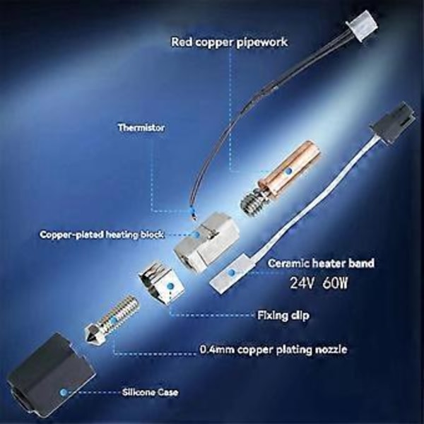 Opgradering til 2 Hotend Kit, Termistor Varmelegeme 0,4 mm Print Hot End til 2 Plus/Neo/ 2