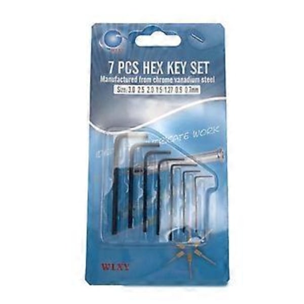 Nytt 7 stk. 0,7 mm-3 mm Mini Sekskant Hex Allen for Nøkkelsett Skiftenøkkel Skrutrekker Verktøy Ki