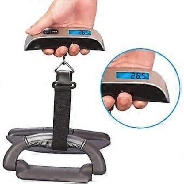 50kg*10g Elektronisk Våg Hushåll Bärbar Vikt Digital Våg För Resväska Rese Bagage Temperaturvisning Exakt Mätning (färg : Blå)
