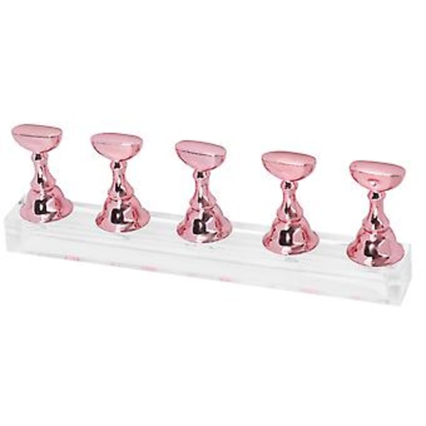 Nagelkonst Display Övningsställ Magnetisk Nagel Fingernagel Tipphållare Manikyr Set Verktyg Rosrosa