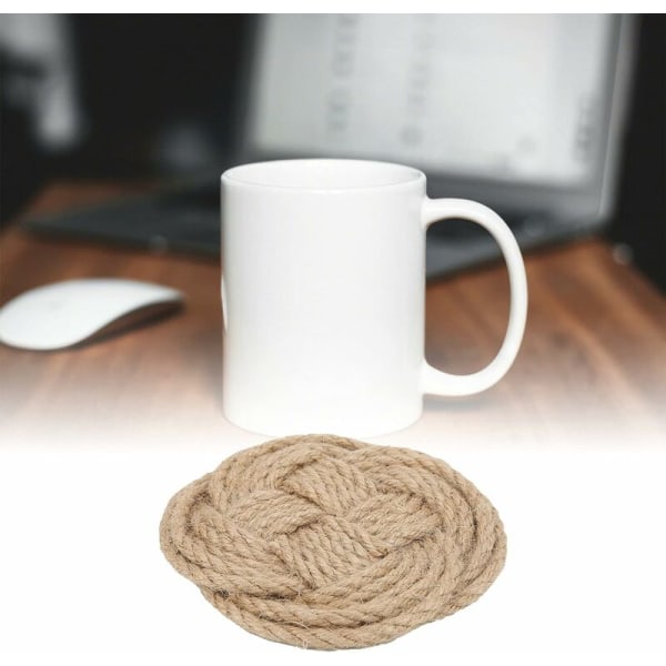 Värmeisolerande Underlägg i Jute, Halksäker, Modern, Tjock, Brun, för Koppar, Tallrikar, Pannor, Matrum, Kök (Brun, Rund)