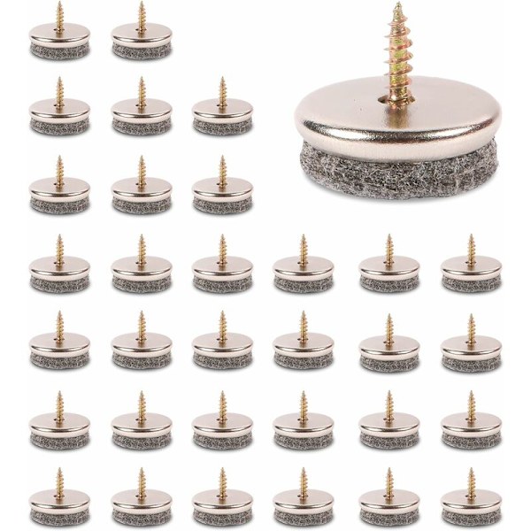 Möbelfiltkuddar - 28 mm diameter filtkuddar för möbelfötter. 5 mm tjocka stolsbensgolvskydd. Möbelkuddar med enkel skruvmontering