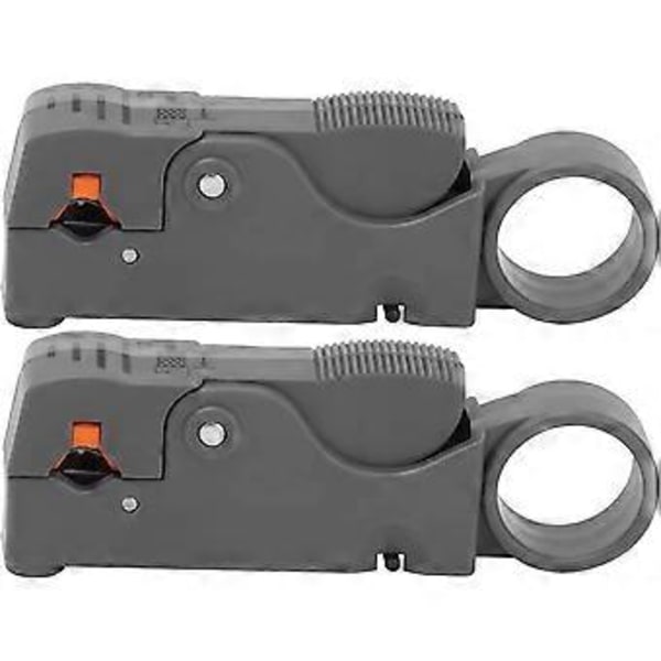 Wire Stripper, dobbelt klinge design Coax Koaksial Kabel Afisoleringsværktøj Sæt Kit (2 stk, Grå)
