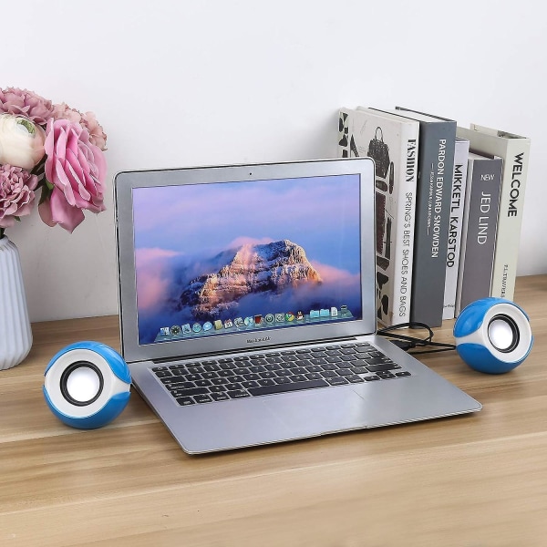 Usb-computerhøjttalere, små højttalere til bærbar computer, stationær computer, netbook og pc, mini-drevet stereohøjttalersystem med lydstyrkekontrol og lydstik Bl