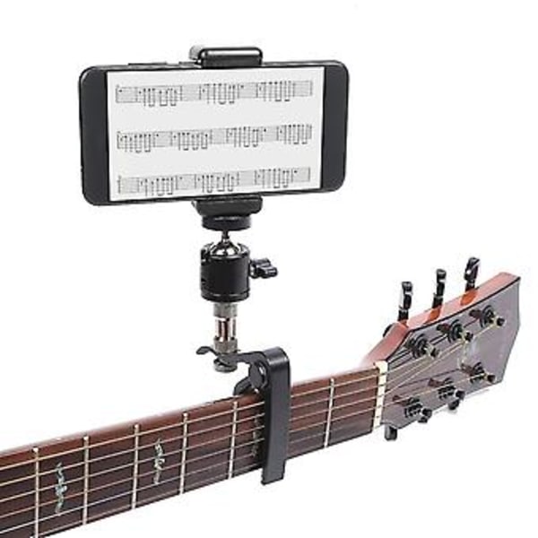 Elektrisk Akustisk Clip Gitarr Telefonhållare Gitarr Capo Mobiltelefon Clip Fäste