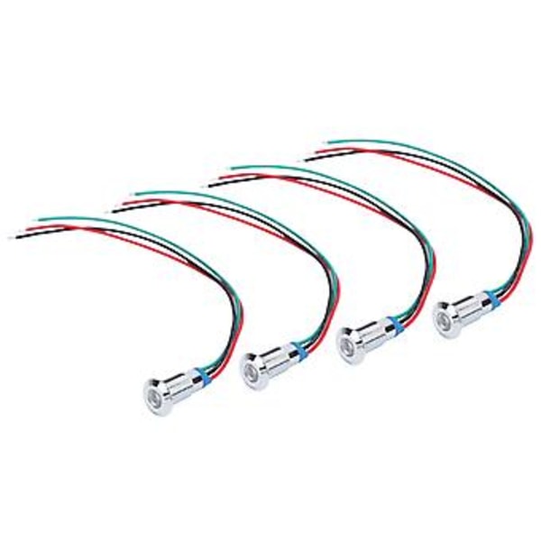 4 Sæt LED Indikatorlys Signal Fælles Anode Vandtæt Metal 2 Farver 8mm 1224V (Rød Grøn)